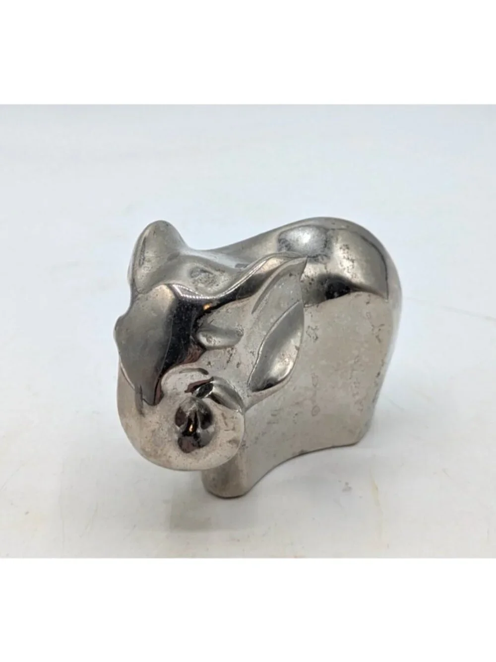 Dansk Mom and Baby Elephant Miniature Paperweights Figurines Chrome Silver